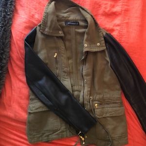 Zara green and leather utility jacket (never worn)